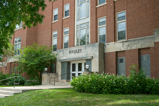 Brookings, SD, USA - June 21, 2023: Pugsley Hall on the campus of South Dakota State University.