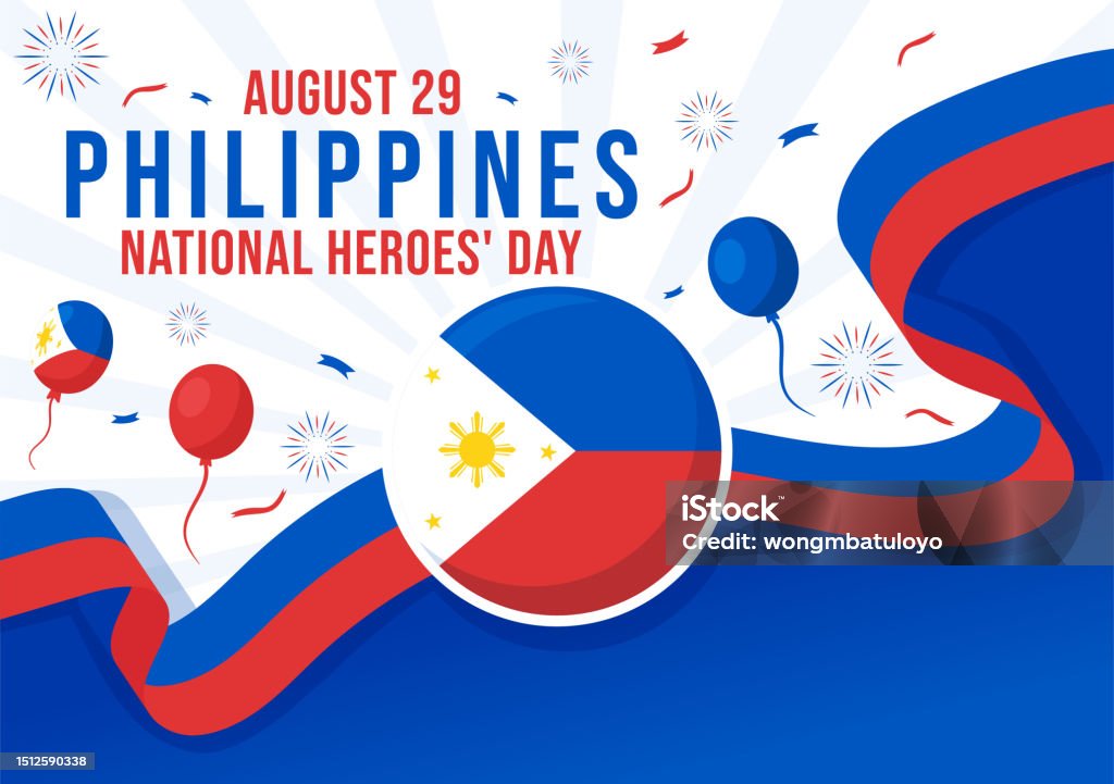 Selamat Filipina Ilustrasi Vektor Hari Pahlawan Nasional Dengan Bendera