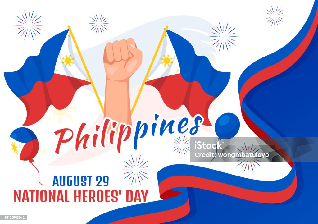 Selamat Filipina Ilustrasi Vektor Hari Pahlawan Nasional Dengan Bendera