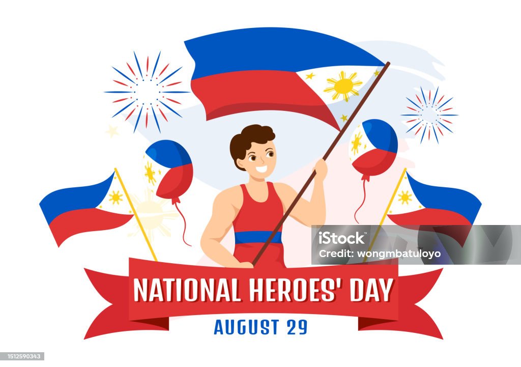 Selamat Filipina Ilustrasi Vektor Hari Pahlawan Nasional Dengan Bendera