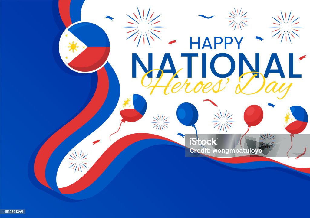 Selamat Filipina Ilustrasi Vektor Hari Pahlawan Nasional Dengan Bendera