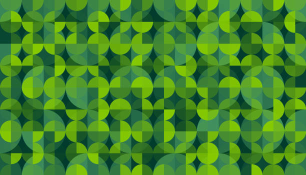 funky retro zielony abstrakcyjny wzór koła - wallpaper pattern wallpaper 1950s style ornate stock illustrations