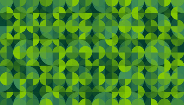 Funky retro green abstract circle pattern vector art illustration