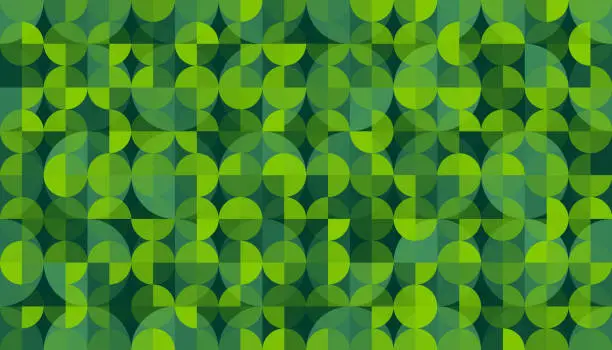 Vector illustration of Funky retro green abstract circle pattern