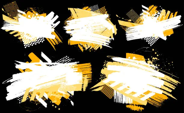 Vector illustration of Modern white, black and yellow grunge textures and patterns vector