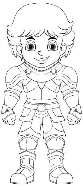 Vector illustration of Knight doodle cartoon for colouring