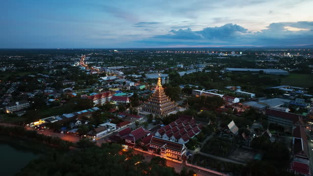 Aerial view of Phra Mahathat Kaen Nakhon in Khon Kaen province, Thailand.