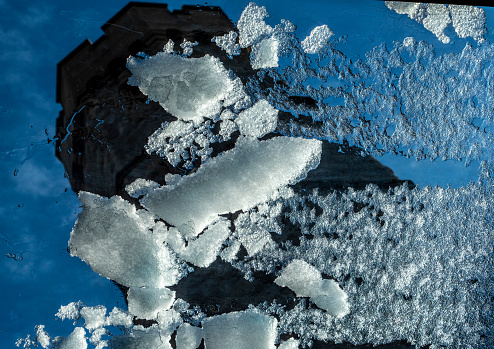 Ice breaking up on a skylight in Scotland.