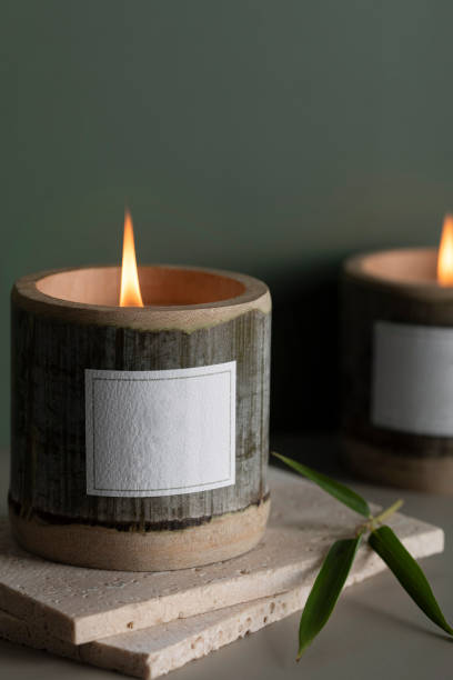 istock Scented candles made of bamboo, indoor tabletop background 1512883801