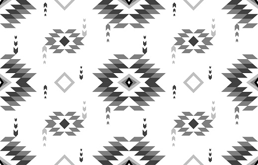 black and white geometric Aztec style. Mosaic on the tile.  African Moroccan pattern. Ethnic carpet. Majolica. Ancient interior. Asian rug. Tribal vector ornament. Pillow case textile