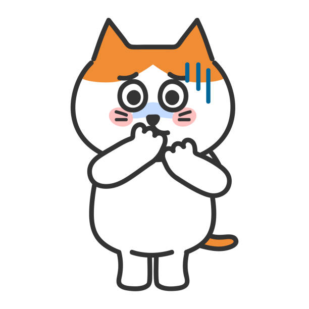 illustrations, cliparts, dessins animés et icônes de chat tigré orange nauséeux, illustration vectorielle. - domestic cat illness humor vomit