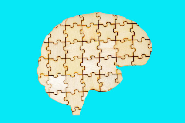 istock Human Brain Shape Made from Wooden Puzzle Pieces on Blue 1513037844