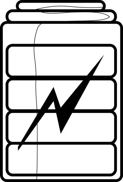 Vector illustration of battery electric power ,Business technology and science concept, flat-styled line art icon.