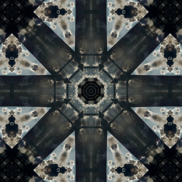 Vibrant and Symmetrical Digital Abstract Kaleidoscope Art with Intricate Geometric Patterns, Fractal Elements, and Psychedelic Colors, Perfect for Contemporary Design Projects, Modern Wallpaper