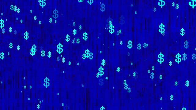 Dollar abstract background - blue field lots of dollar signs digital