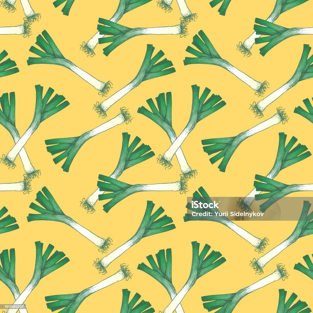 Leek Vector Green Leek Vector Pattern Engraving Style Design For Wallpapers ...