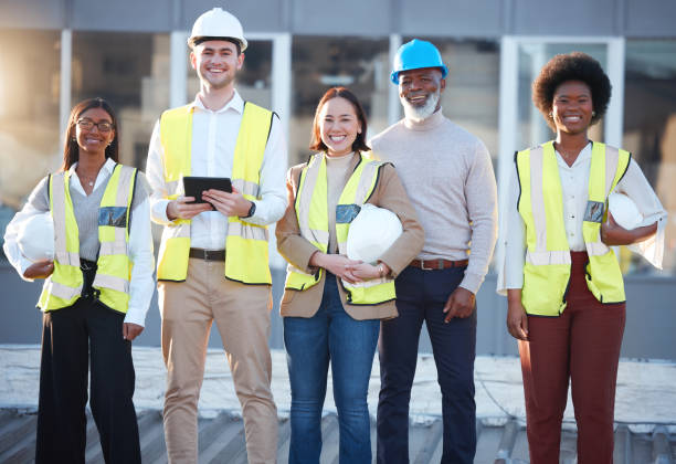 istock Group portrait of construction worker people, engineering or contractor team for career mindset, industry and building goals. Face of diversity employees and manager, industrial builder or architect 1513192186
