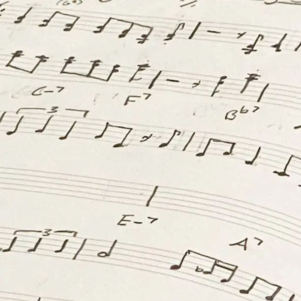 Photo of Handwritten music notes (Notes and chord symbols)