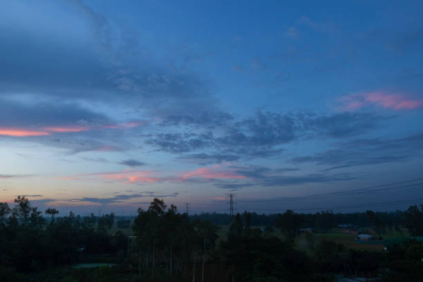 beautiful cloudy sky with electric pole when Sunset beautiful cloudy sky with electric pole when Sunset night sky only stock pictures, royalty-free photos & images