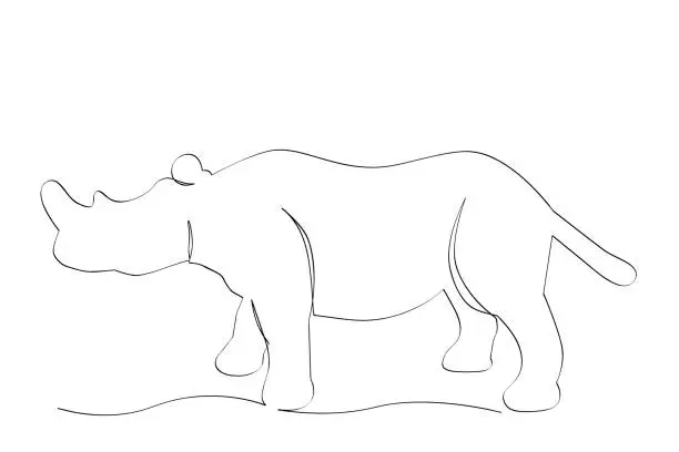 Vector illustration of simple vector hand draw sketch rhinoceros, isolated on white