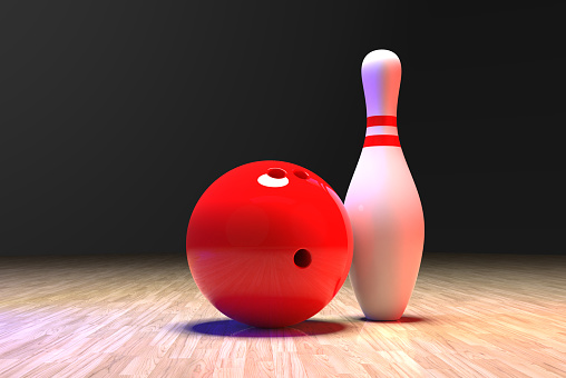 Bowling pin with red ball