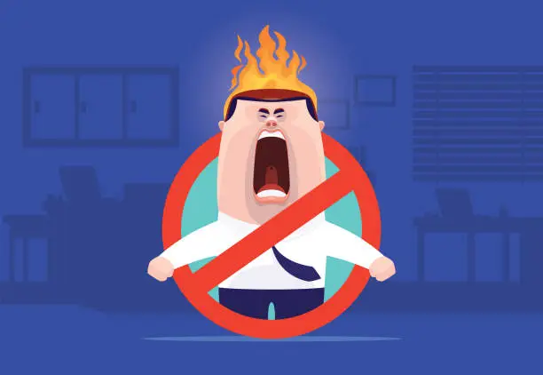 Vector illustration of no angry businessman warning sign