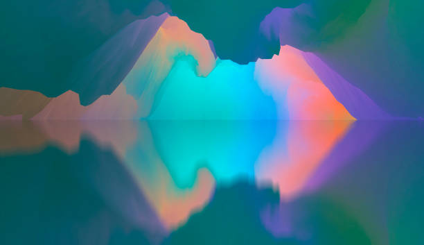 istock Abstract Landscape, surreal lake and reflections. art, creativity and imagination. 3d illustration 1513398214