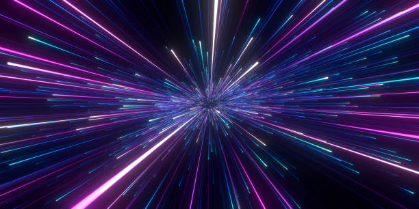 istock Speed of light in space on dark background. 1513403591
