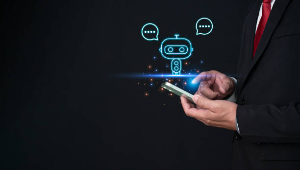 istock Businessman hand uses a smartphone to type live chat, ask, answer with an artificial intelligence system. chat bot. Ai. 1513433953