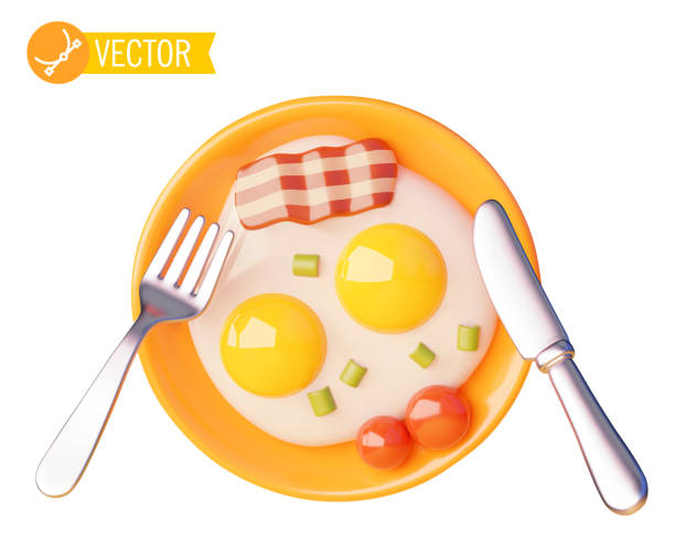 Icona della colazione con uova fritte e pomodori vettoriali - illustrazione arte vettoriale