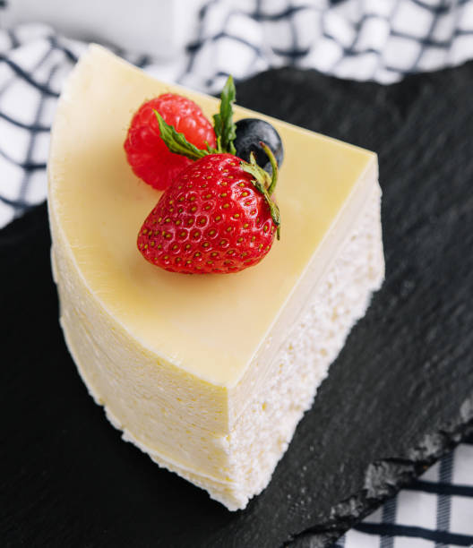istock Fresh strawberry cheesecake on black tray 1513444057