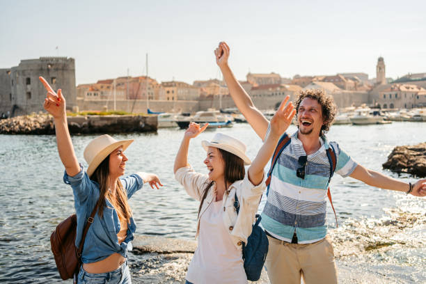 istock Three Young Friends Dancing In Dubrovnik Bay 1513461005