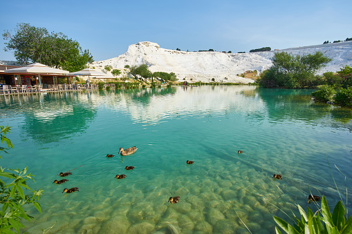 The small lake in Pamukkale on Turkey