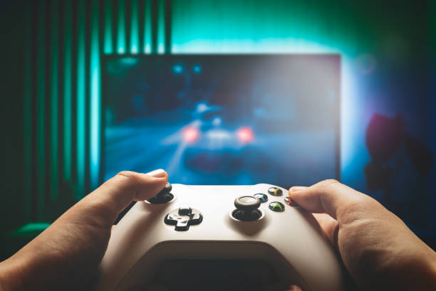 ビデオゲームコントローラ、ゲームのコンセプト - playstation ストックフォトと画像