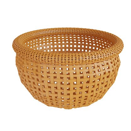 Brown woven basket. 3D mock up. 3D render illustration.