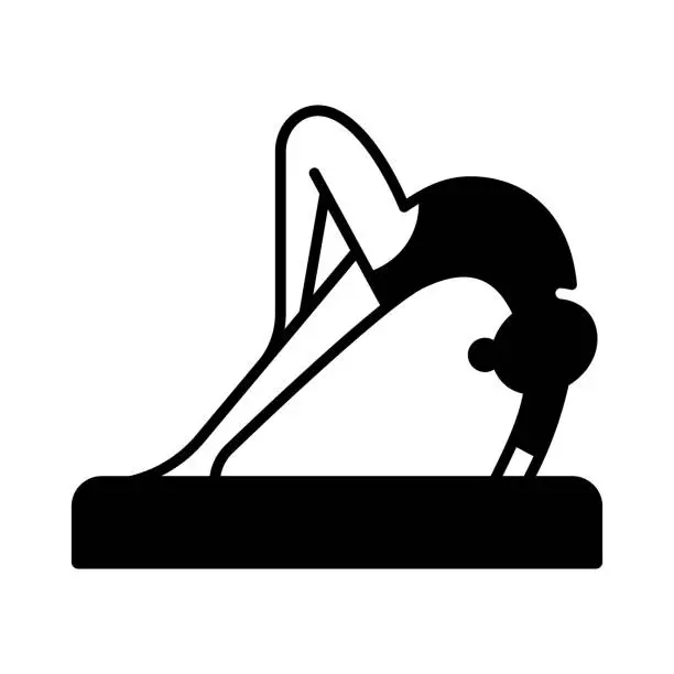 Vector illustration of Gymnastics Black Line & Fill Vector Icon
