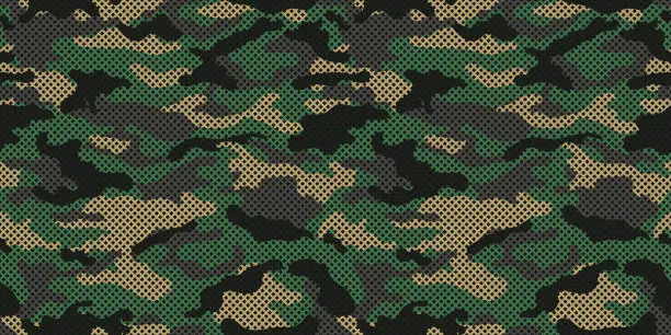 Vector illustration of Camouflage texture seamless pattern with grid.