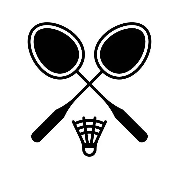 Vector illustration of Badminton Black Line & Fill Vector Icon