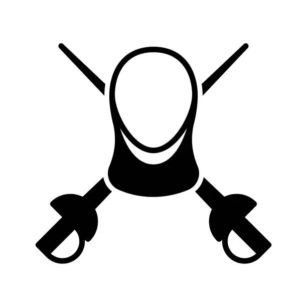 Vector illustration of Fencing Black Line & Fill Vector Icon