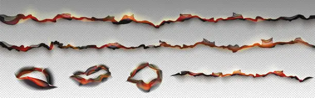 Vector illustration of Fire, orange flame on burnt paper edges