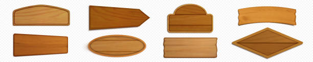 istock Realistic set of wooden plaques and signboards 1513662548