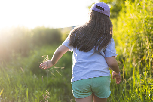 Only One Young Girl Walking in the Forest near Cracov. Poland.