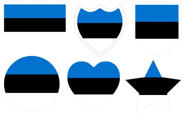 Vector illustration of Flag of Estonia shape set. Estonia flag design shape set.