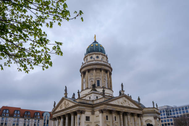 A watercolor sketch or an illustration. French Cathedral or Franzoesischer Dom in Berlin, Germany. Evangelic and Lutheran church of Germany and architecture monument or tourist sight