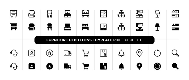 Furniture User Interface Buttons Template Stock Illustration - Download ...
