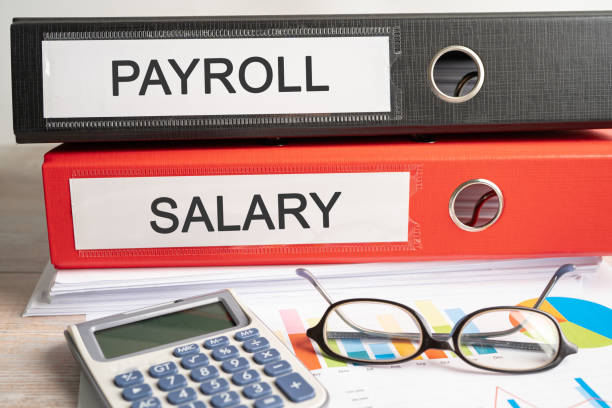 istock Payroll salary. Binder data finance report business with graph analysis in office. 1513713323