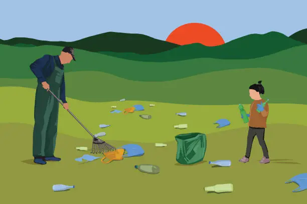 Vector illustration of Environmentally friendly cleaning of nature