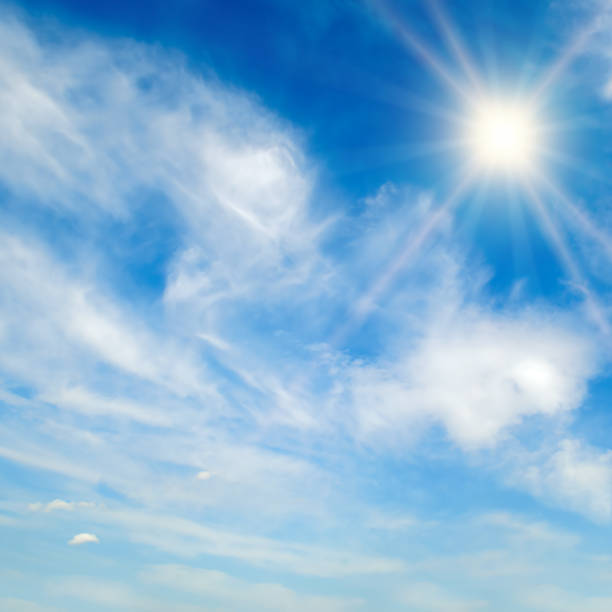 istock The bright sun, blue sky and light clouds. 1513738214
