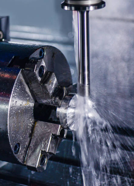 istock Metalworking CNC milling machine. Cutting metal modern processing  Hi-technology machining concept 1513771622