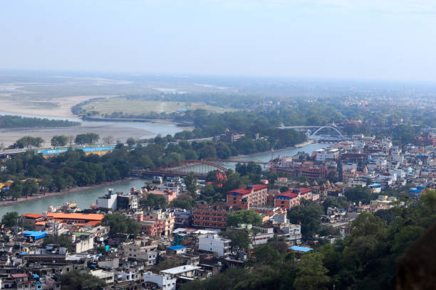 istock Haridwar city Uttarakhand, India elevated view from mountain perspective view landscape 1513773443